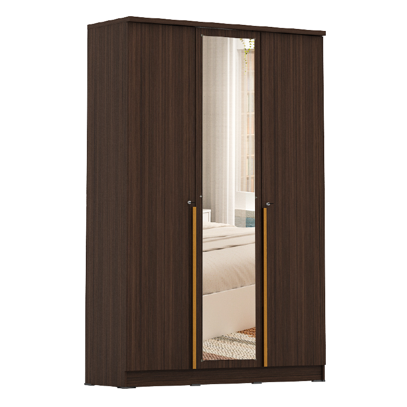 PIRA METROPOLIS -  YONA AVA 3PS LEMARI PAKAIAN 3 PINTU DENGAN LEBIH BANYAK RAK warna AMERICAN WALNUT - GOLD HAIRLINE - PIRA METROPOLIS - foto 6