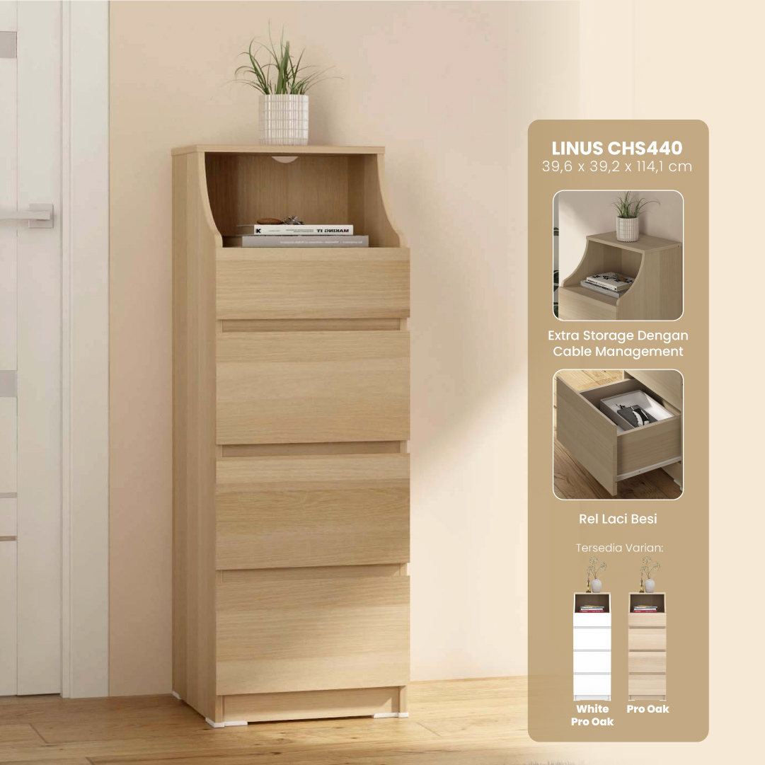 PIRA -  LINUS CHS440 LEMARI LACI / LEMARI SUSUN / DRAWER warna PRO OAK - PIRA - foto 1