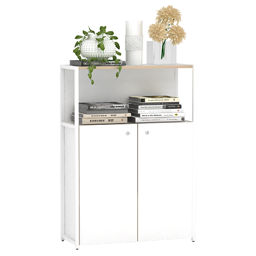 PIRA WORK -  OFISU BC81 RAK BUKU KAKI BESI warna WHITE SM - PRO OAK - PIRA WORK - foto 2
