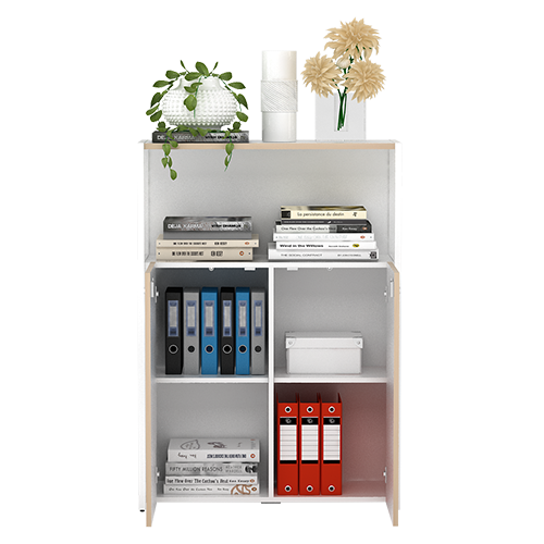 PIRA WORK -  OFISU BC81 RAK BUKU KAKI BESI warna WHITE SM - PRO OAK - PIRA WORK - foto 3