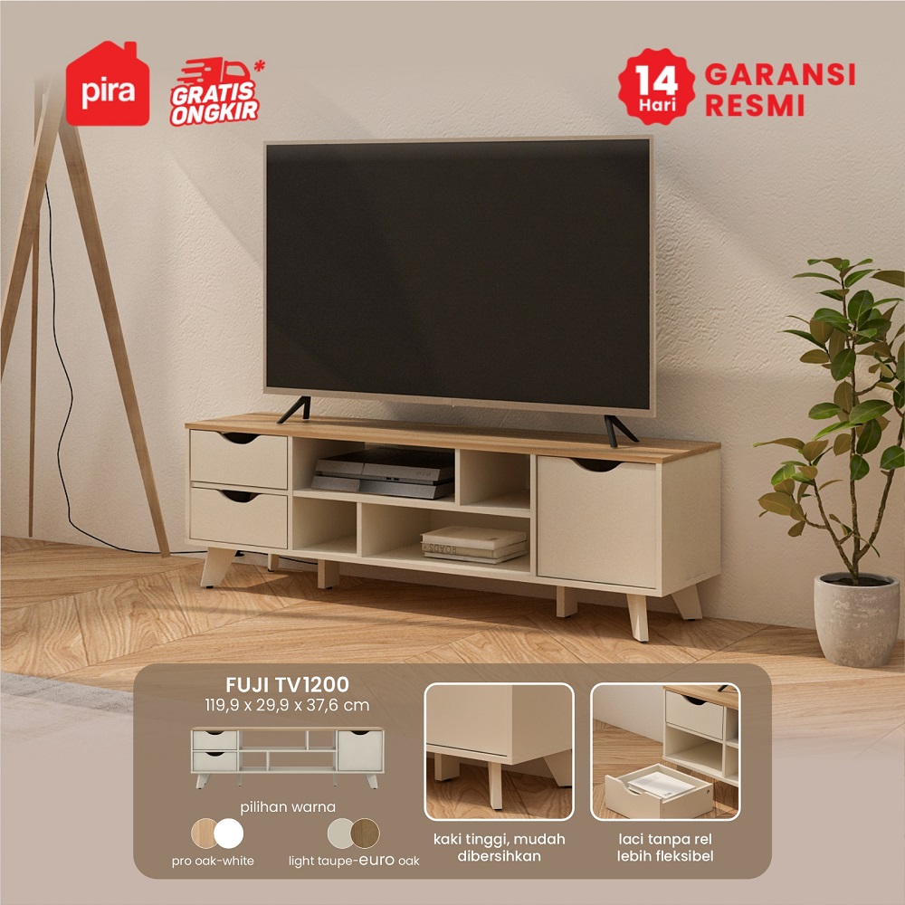 PIRA METROPOLIS OX - FUJI TV1200 MEJA TV / RAK TV / LEMARI TV warna LIGHT TAUPE - EURO OAK - PIRA METROPOLIS OX - foto 1