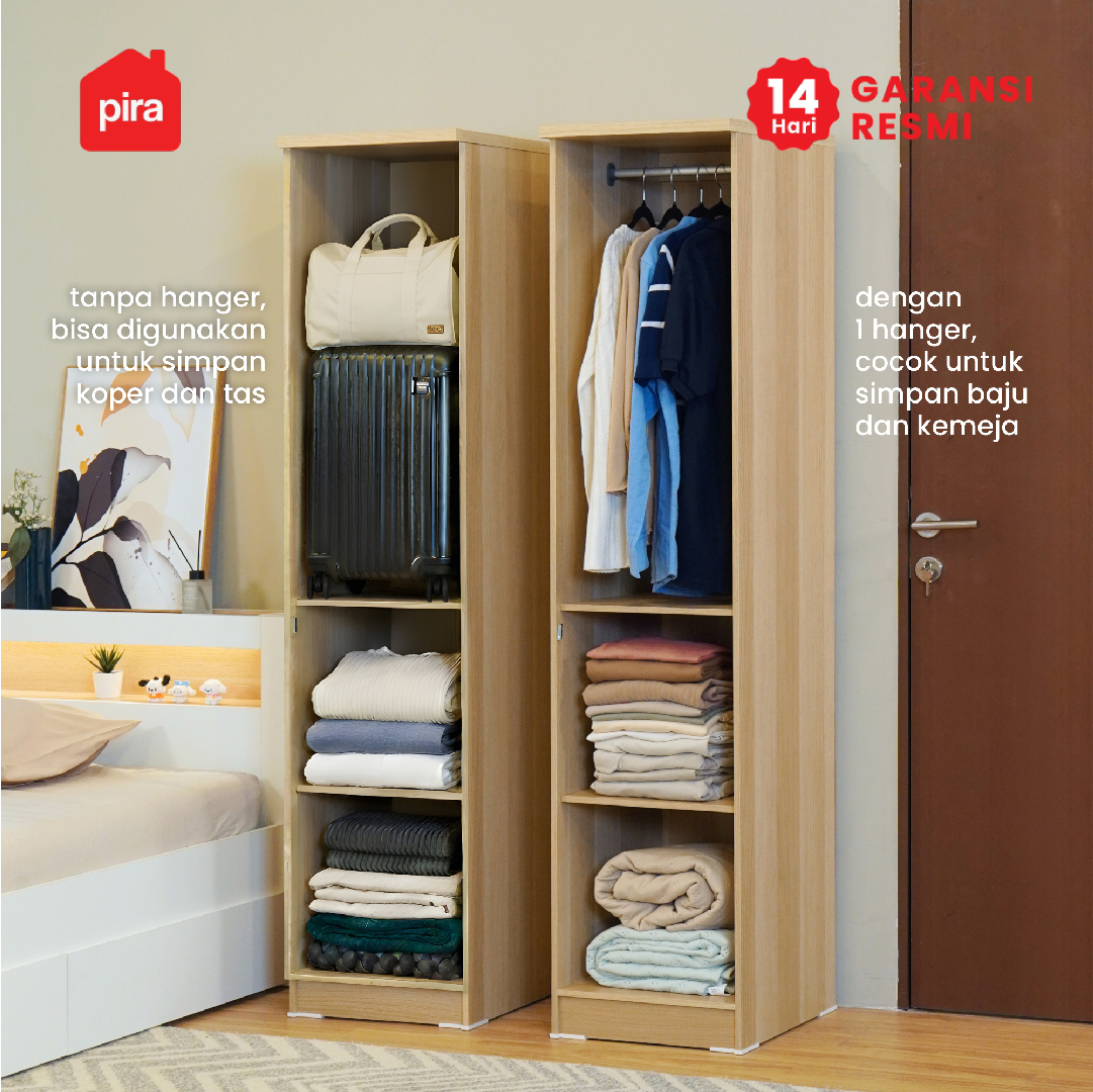 PIRA METROPOLIS OX - ARUNA 1P LEMARI PAKAIAN 1 PINTU / LEMARI BAJU warna PRO OAK - WHITE - PIRA METROPOLIS OX - foto 6