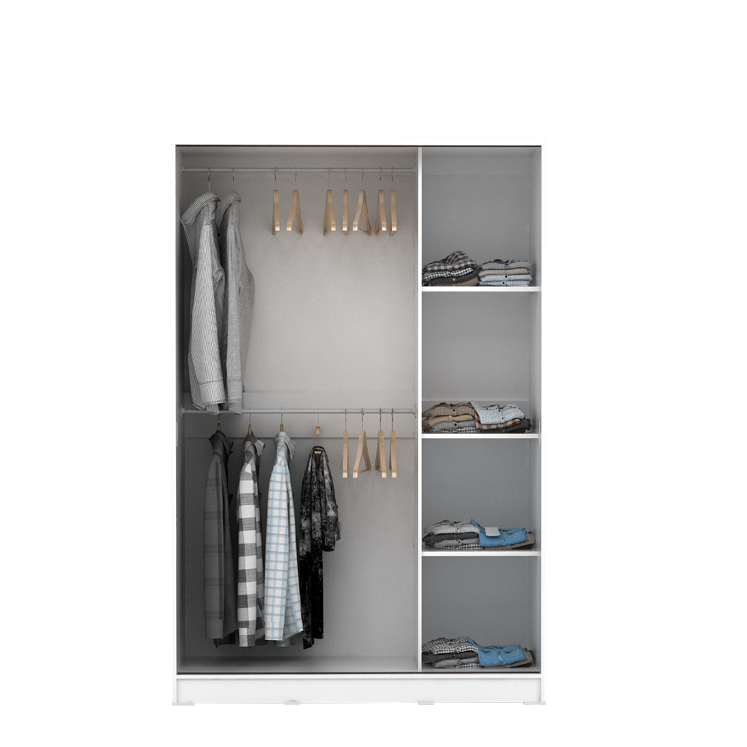 PIRA METROPOLIS - ALBA BAZ SL120LT LEMARI PAKAIAN 2 PINTU GESER warna WHITE - METROPOLIS - foto 6