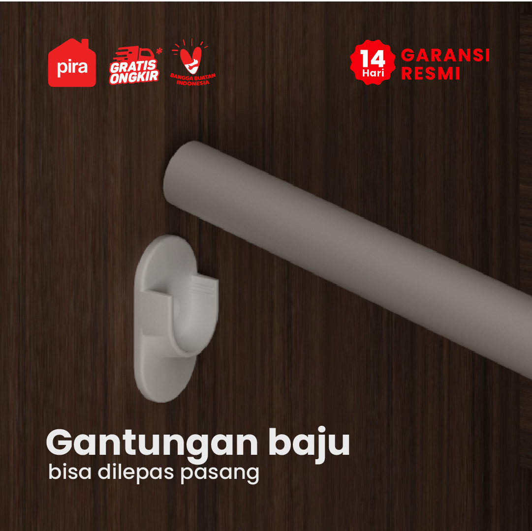 PIRA METROPOLIS -  YONA AVA 3PS LEMARI PAKAIAN 3 PINTU DENGAN LEBIH BANYAK RAK warna AMERICAN WALNUT - GOLD HAIRLINE - PIRA METROPOLIS - foto 3
