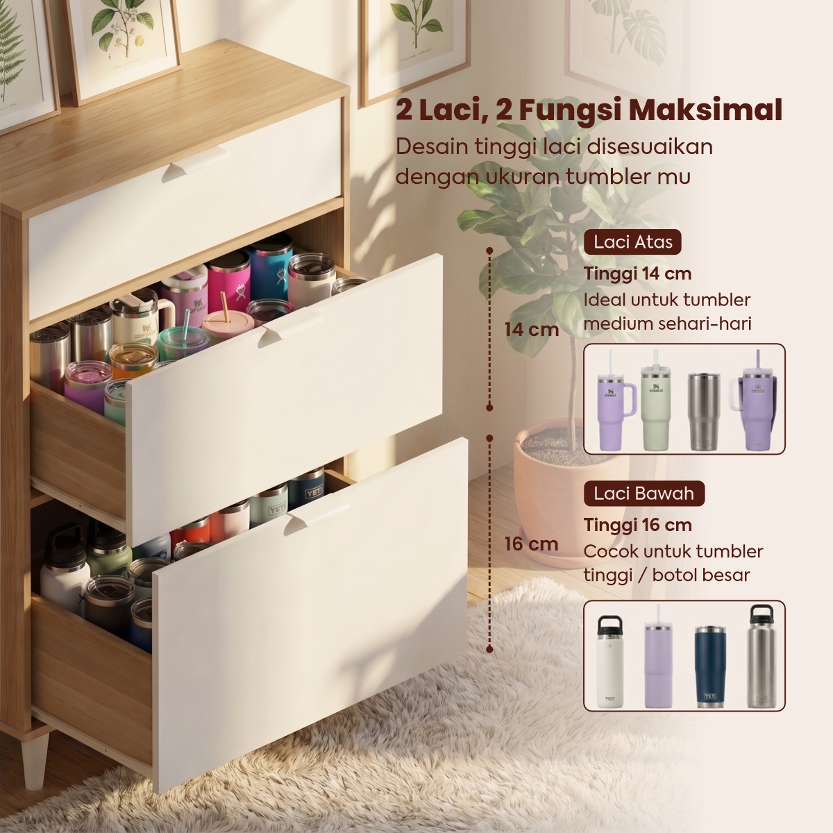 PIRA METROPOLIS OX - BELATRIX CH3 LEMARI LACI / DRAWER / LEMARI SUSUN warna PRO OAK - WHITE - PIRA METROPOLIS - foto 6