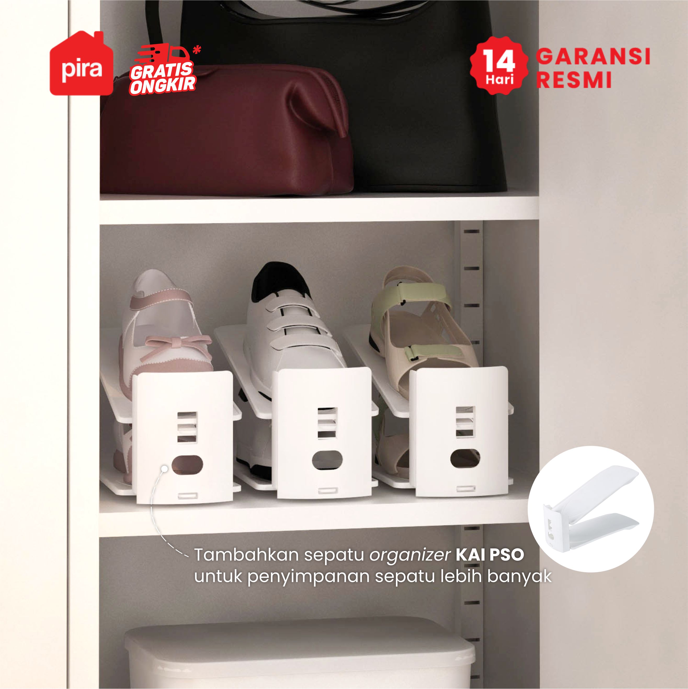 PIRA - BOLT MSR DR P RAK SEPATU BESI / LEMARI SEPATU / RAK BESI SERBAGUNA warna WHITE - PIRA - foto 10