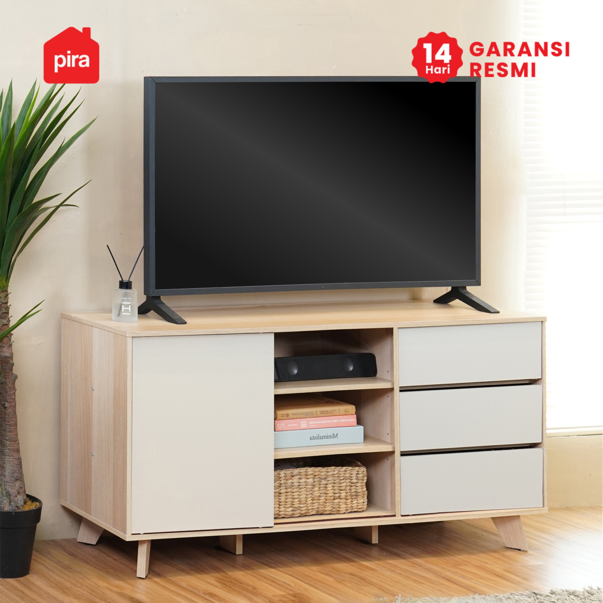 PIRA METROPOLIS - SENDAI TV121 MEJA TV / RAK TV / LEMARI TV / KABINET TV / BUFET TV warna PRO OAK - LIGHT TAUPE - PIRA METROPOLIS - foto 7