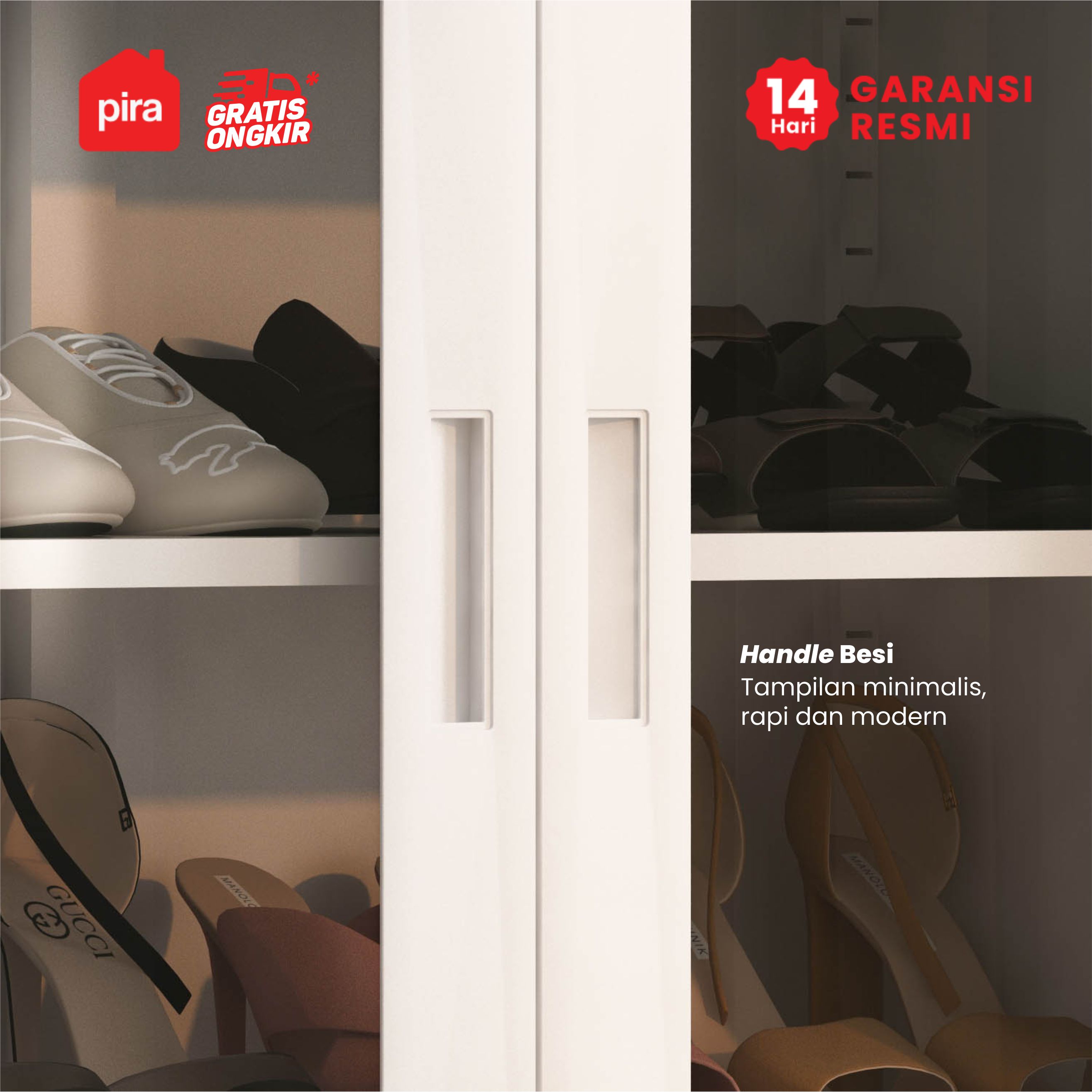 PIRA - BOLT MSR DR P RAK SEPATU BESI / LEMARI SEPATU / RAK BESI SERBAGUNA warna WHITE - PIRA - foto 7
