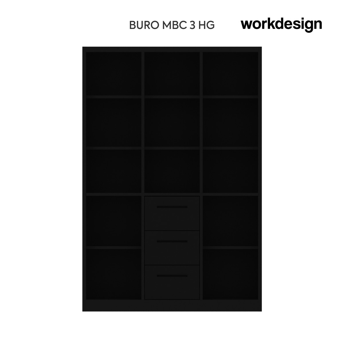 WORKDESIGN BURO AVA MBC 3 HG RAK BUKU BESI / LEMARI ARSIP KANTOR warna BLACK - WORKDESIGN - foto 4