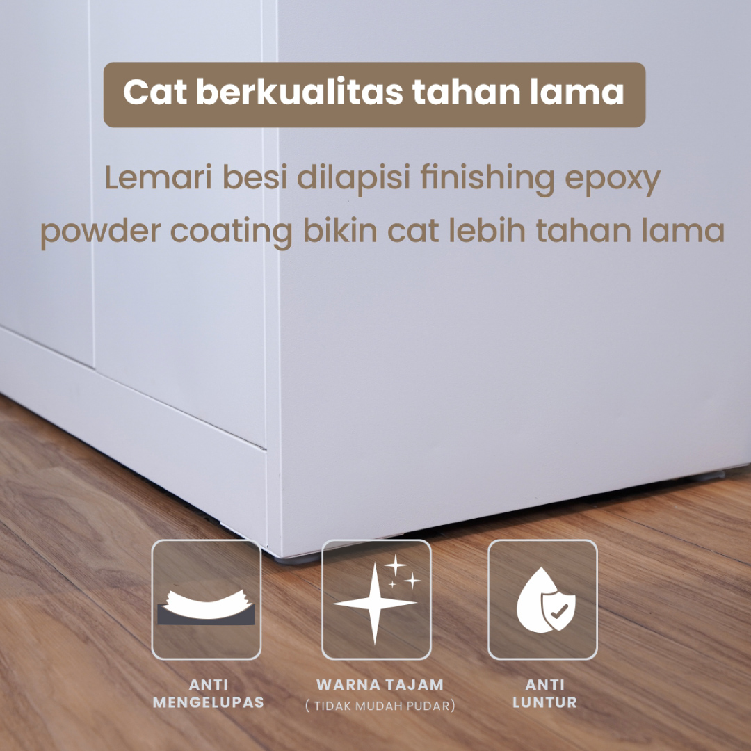 PIRA -  SAXON 160 SSL MWD LEMARI PAKAIAN BESI SLIDING / PINTU GESER warna WHITE - PIRA - foto 4