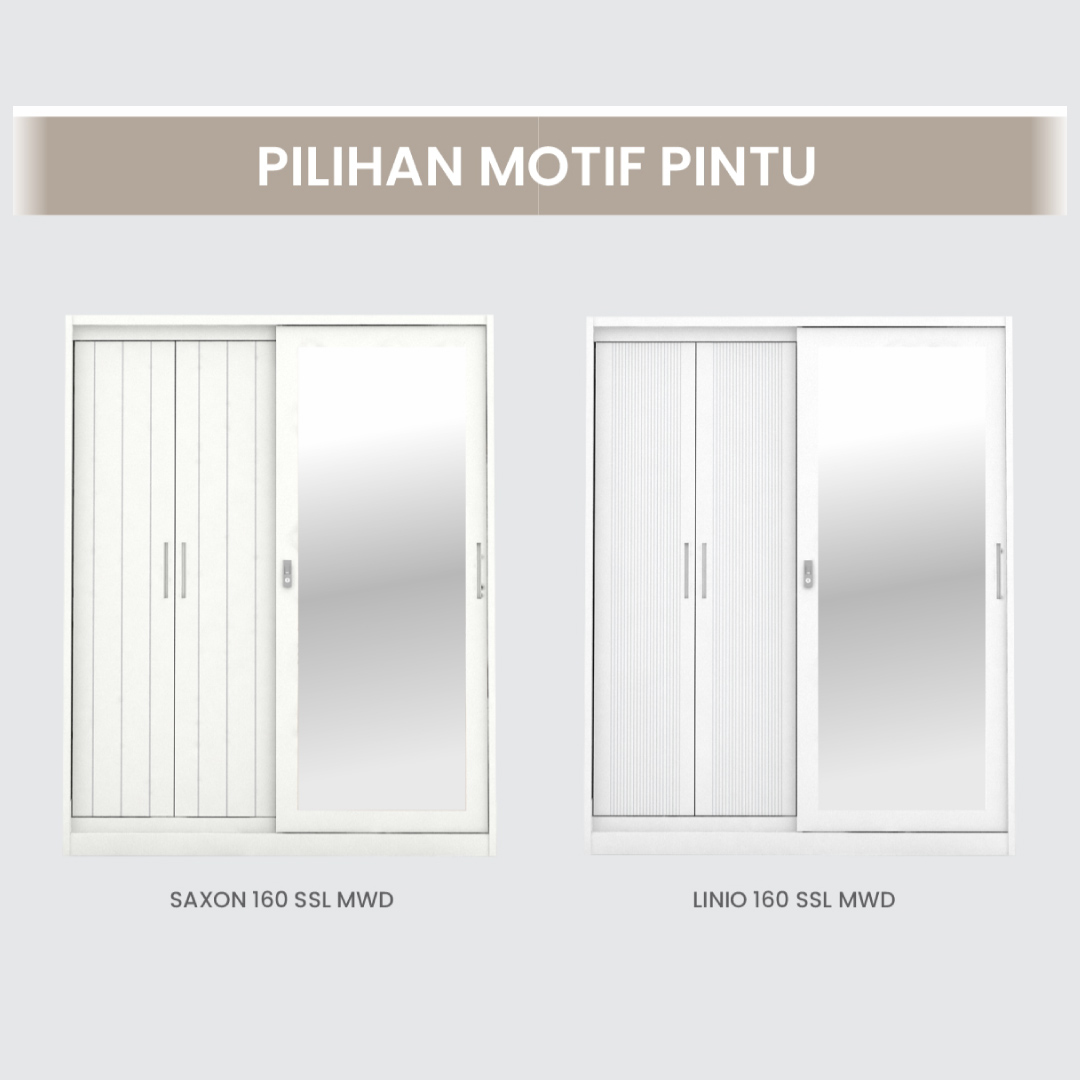 PIRA -  SAXON 160 SSL MWD LEMARI PAKAIAN BESI SLIDING / PINTU GESER warna WHITE - PIRA - foto 13