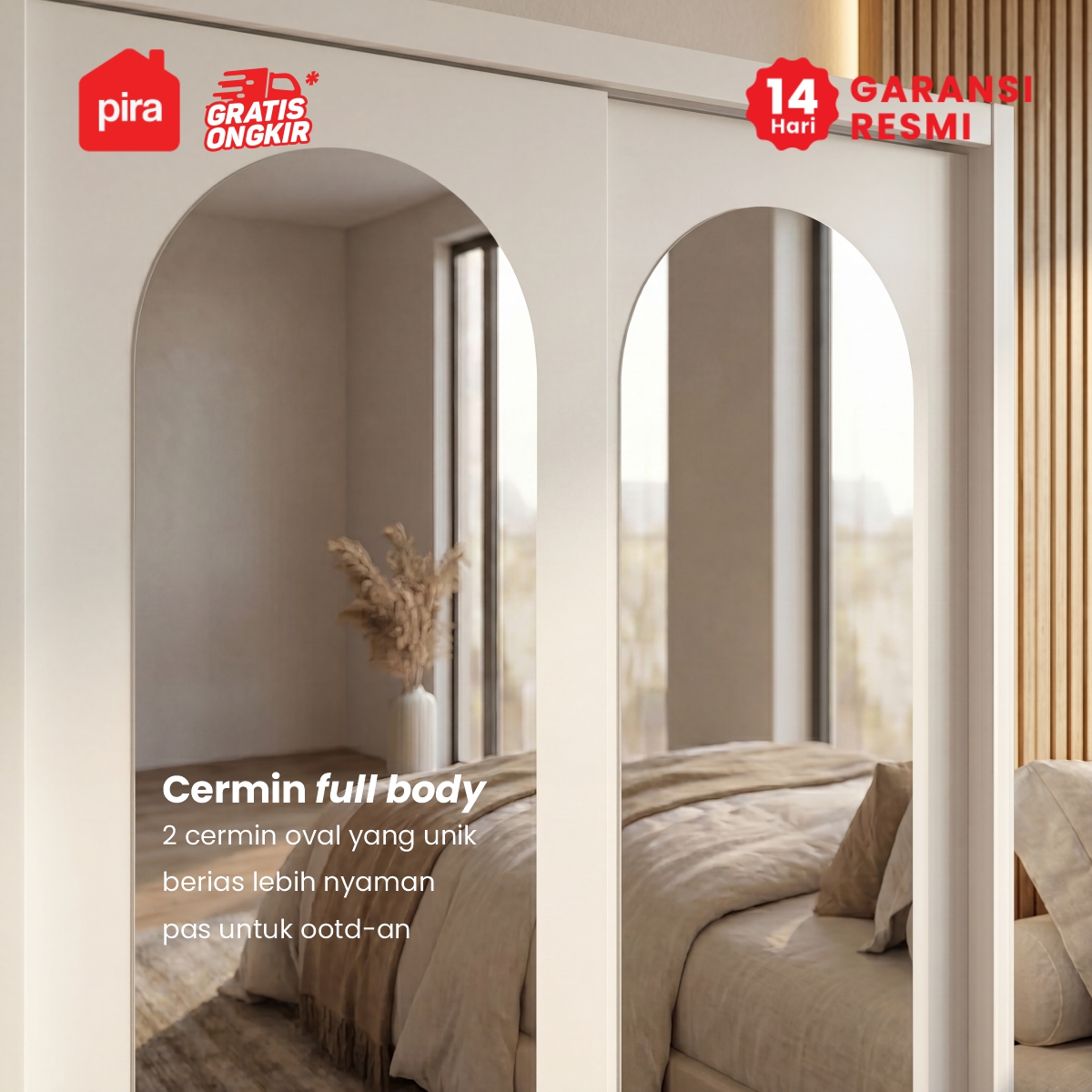 PIRA -  OVELO 90 MWDSL LEMARI PAKAIAN BESI SLIDING / PINTU GESER warna WHITE - PIRA - foto 5