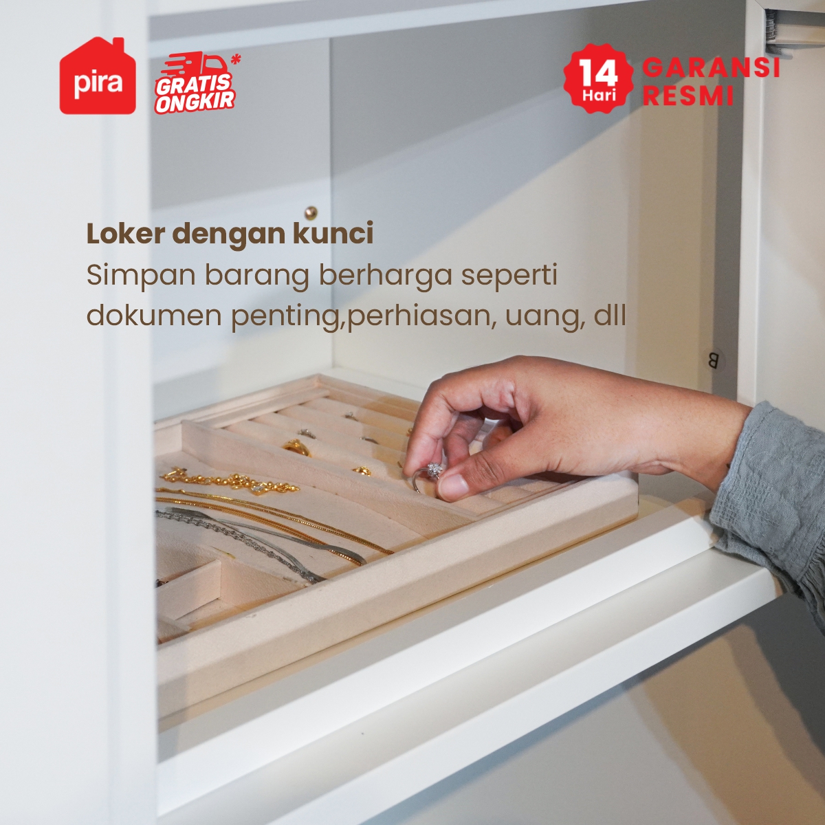 PIRA -  OVELO 90 MWDSL LEMARI PAKAIAN BESI SLIDING / PINTU GESER warna WHITE - PIRA - foto 7