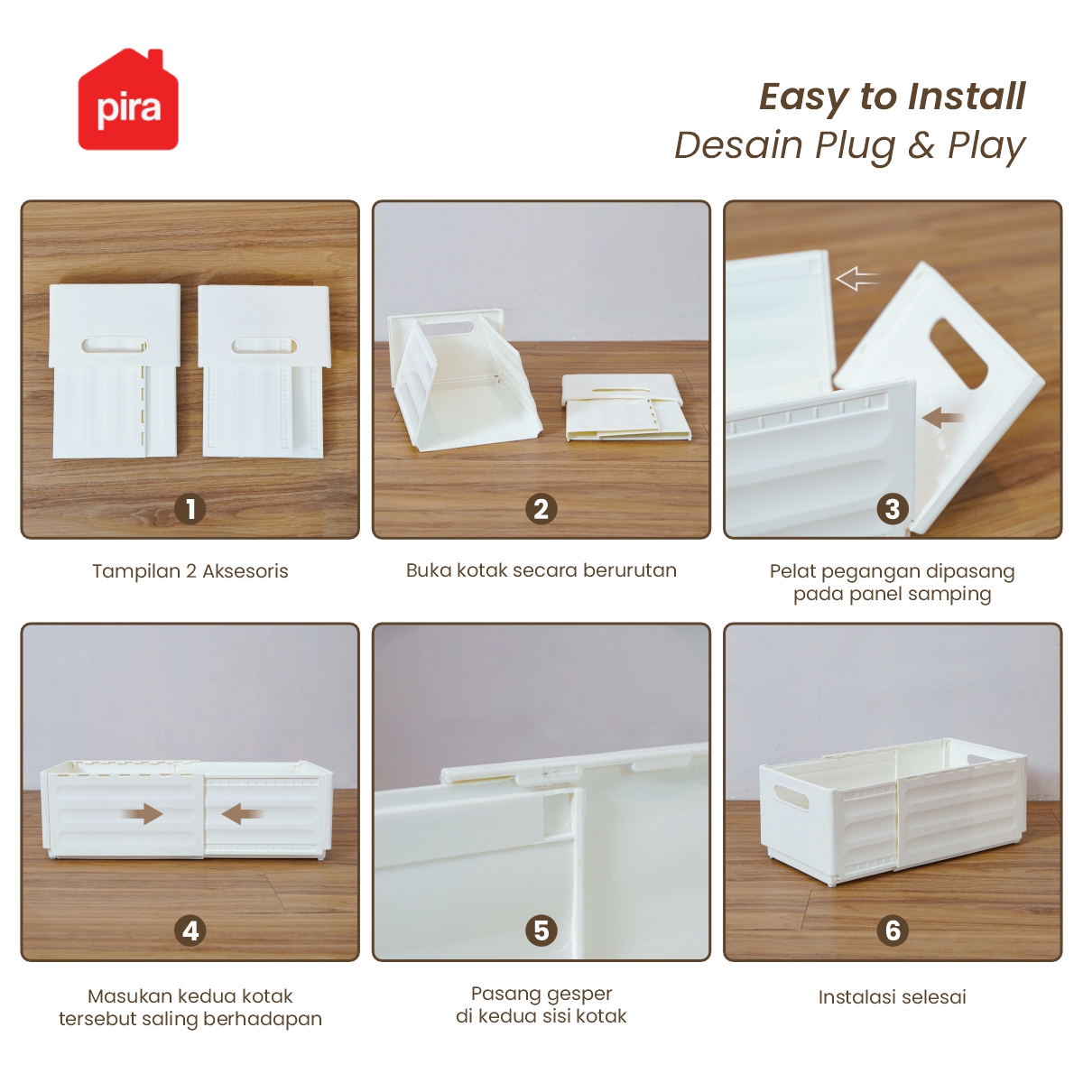PIRA - NORI PSD SEKAT LACI PEMBATAS / KOTAK PENYIMPANAN EXPANDABLE / STORAGE ORGANIZER SERBAGUNA warna CREAM - PIRA - foto 7