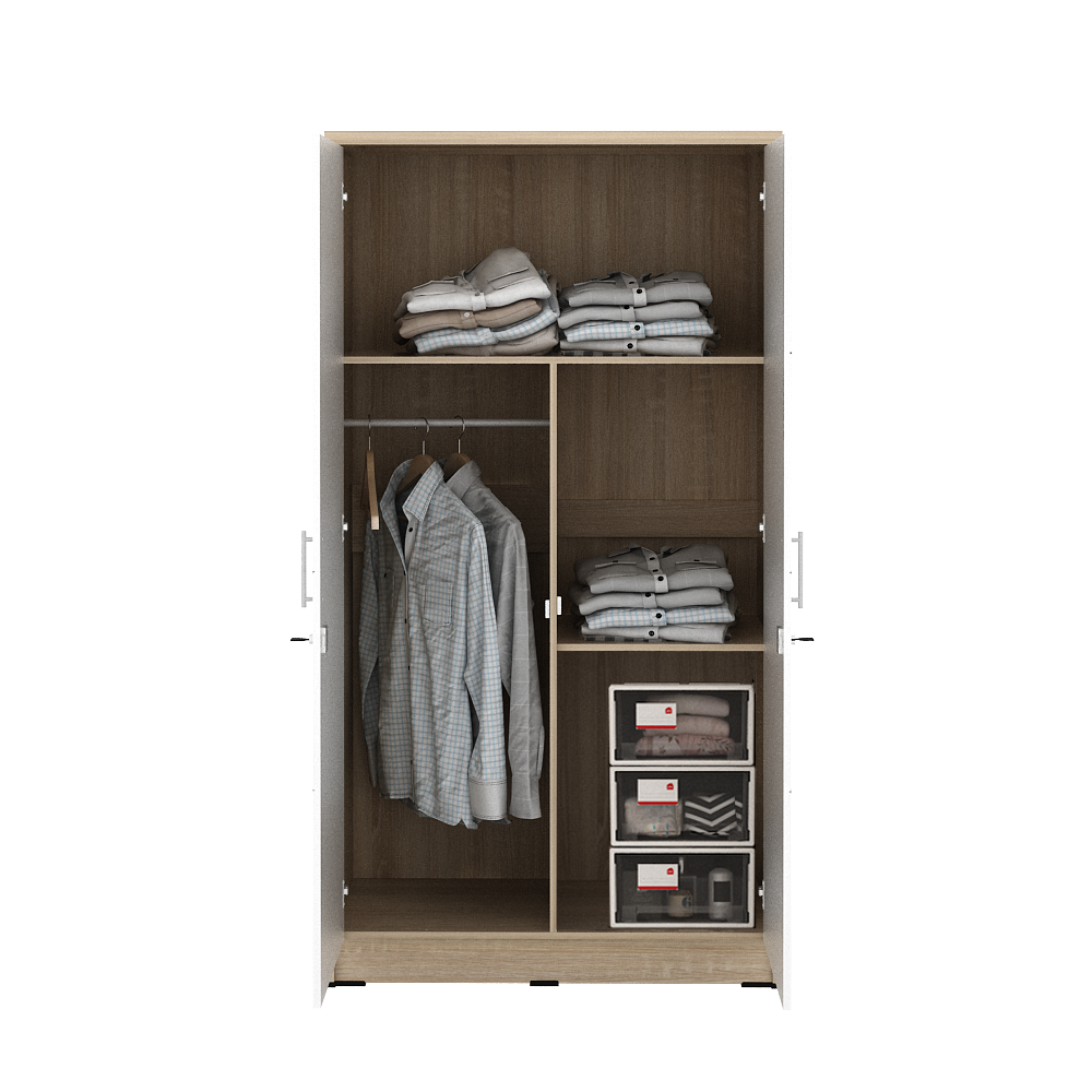 PIRA METROPOLIS - ALBA 2PM LT LEMARI PAKAIAN MEDIUM 2 PINTU warna SONOMA OAK - WHITE - WHITE - METROPOLIS - foto 6