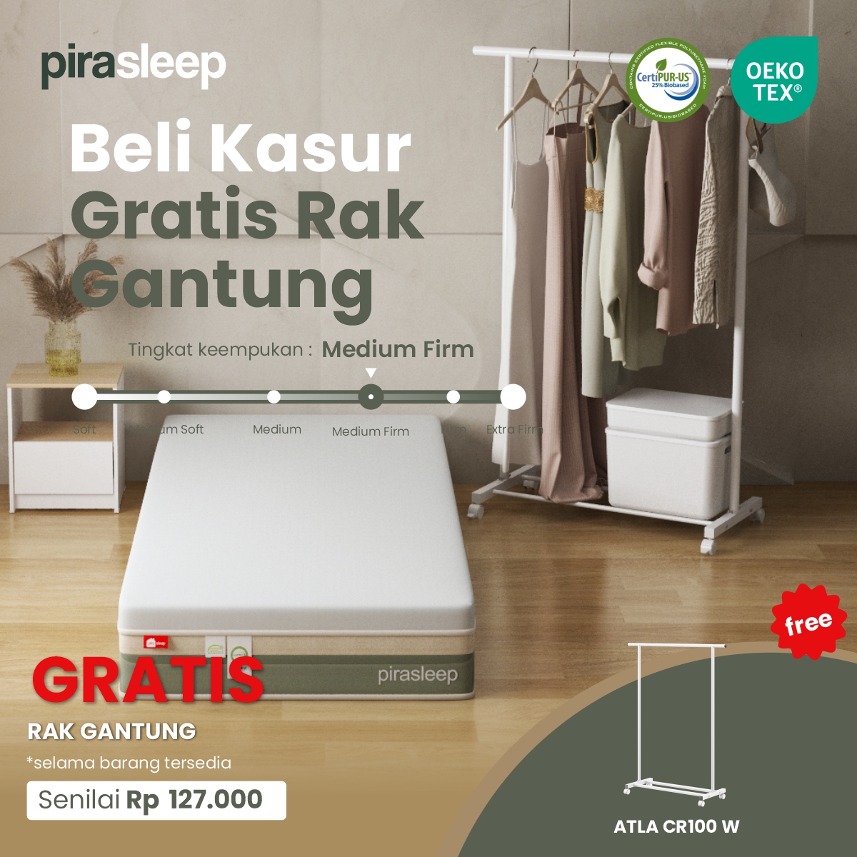 PIRA SLEEP 1 FEPS MF90 WHITE - CREAM + ATLA CR 100 W WHITE - foto 1