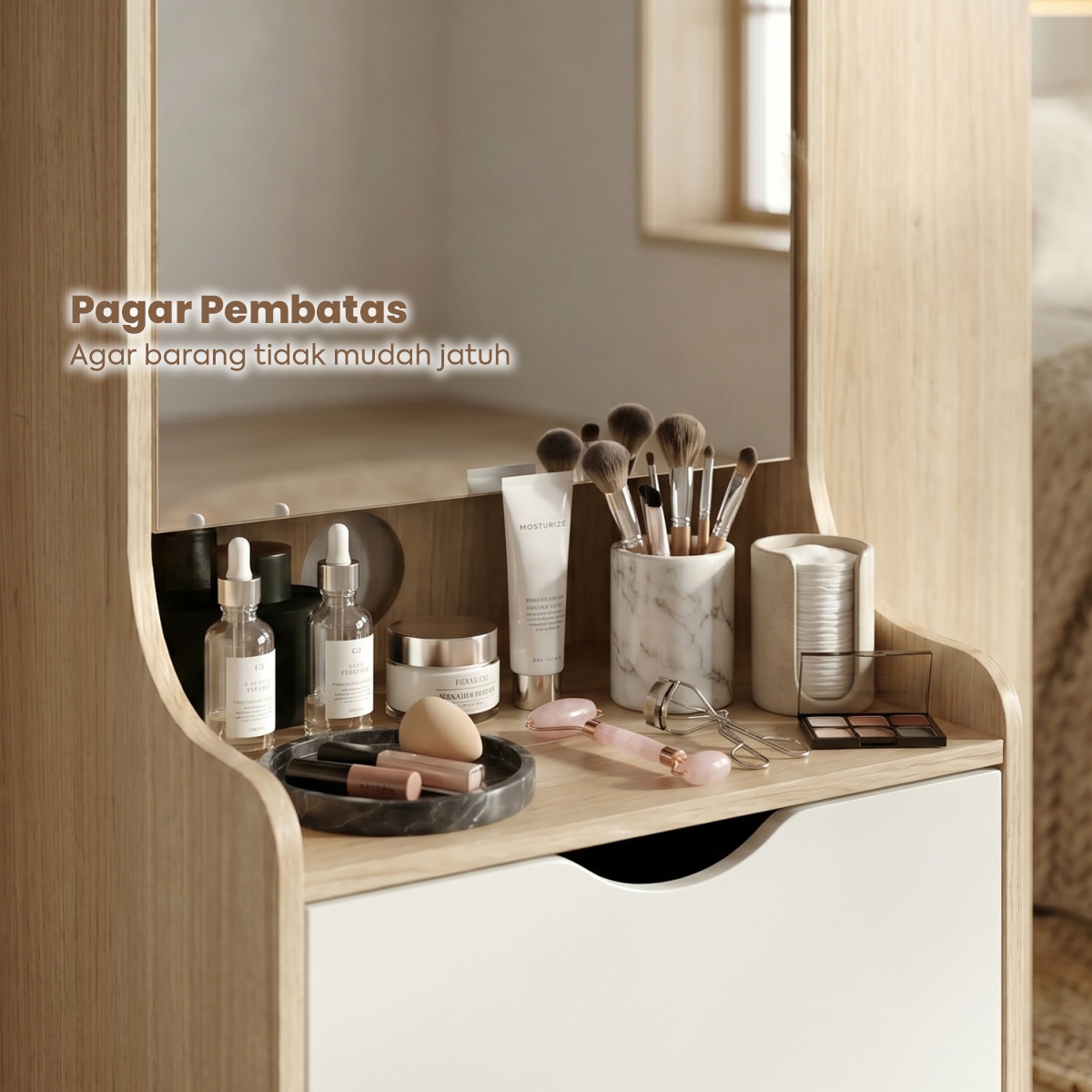PIRA METROPOLIS OX - FUJI DS40 MEJA RIAS / CERMIN FULL BODY / MEJA RIAS MINIMALIS warna PRO OAK - WHITE - PIRA - foto 3