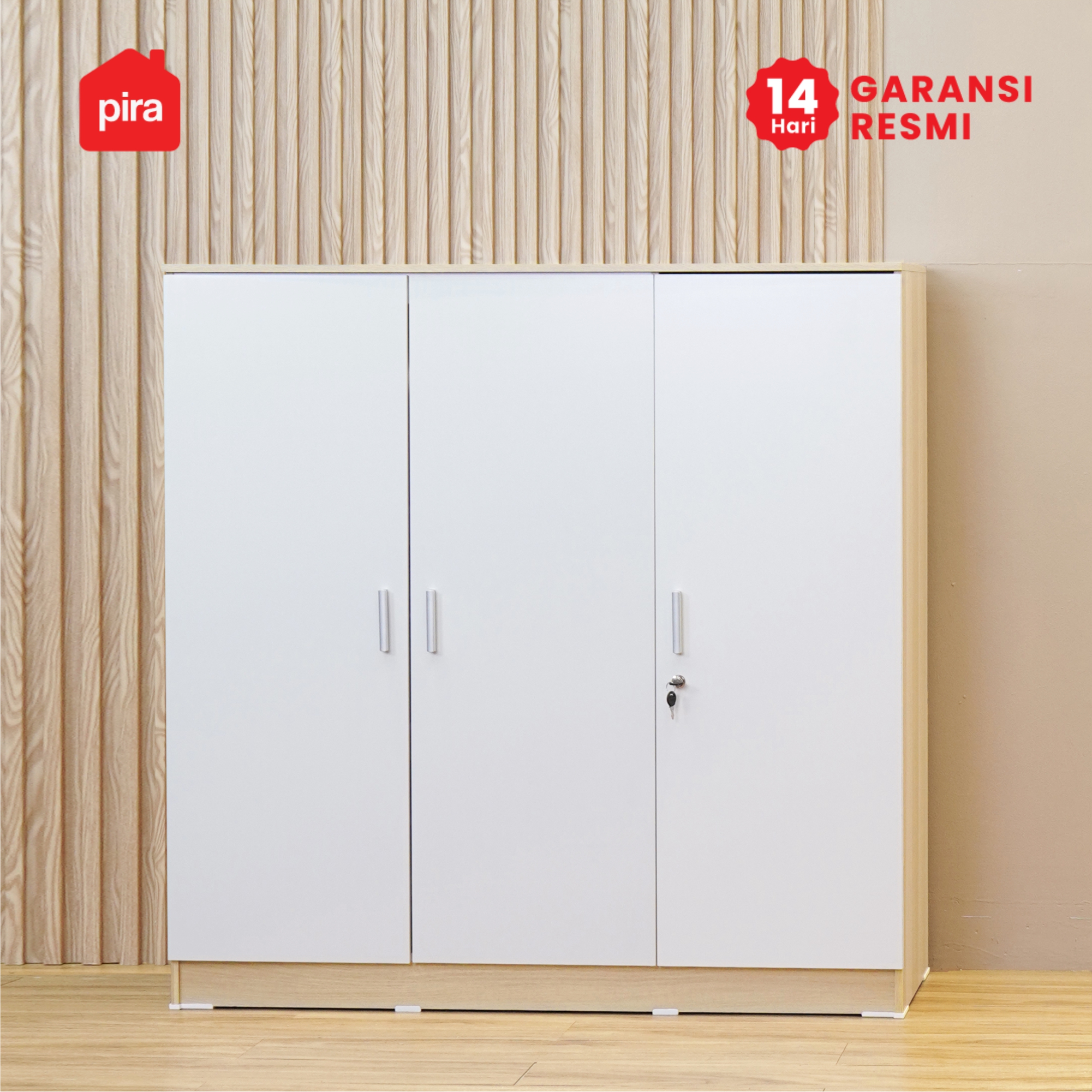 PIRA METROPOLIS OX -  ARUNA BLS120 LK LEMARI PAKAIAN 3 PINTU FULL RAK DENGAN LOKER PENYIMPANAN warna WHITE - PIRA METROPOLIS OX - foto 5