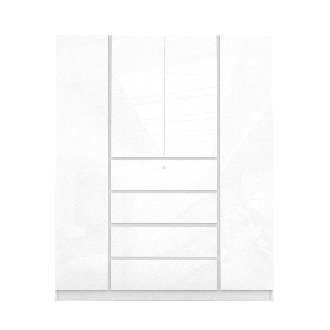 PIRA BAVARIAN - NUVO WD160 4DR LEMARI PAKAIAN 4 PINTU DENGAN LACI warna WHITE GLOSSY - BAVARIAN - foto 10