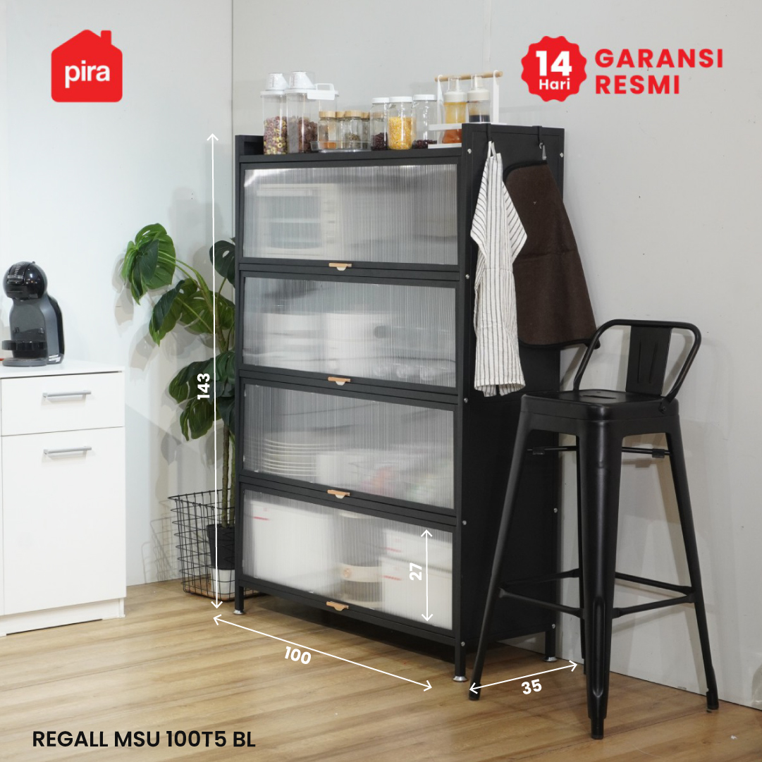 PIRA - REGALL AVA 100T5 LEMARI DAPUR / RAK DAPUR / RAK DAPUR BESI / RAK SUSUN SERBAGUNA warna BLACK - PIRA - foto 1