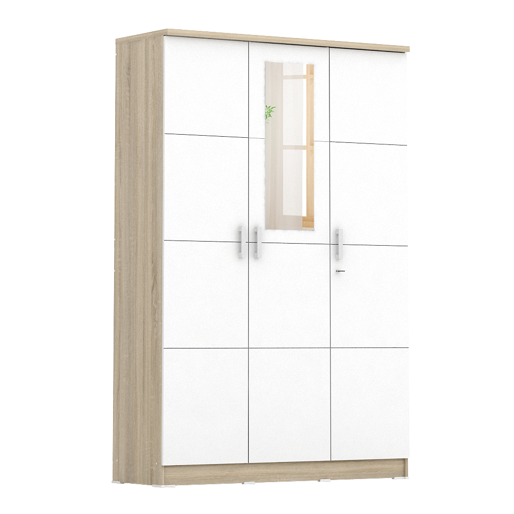 PIRA METROPOLIS - ALBA BAZ 3P LEMARI PAKAIAN 3 PINTU warna SONOMA OAK - WHITE - METROPOLIS - foto 3