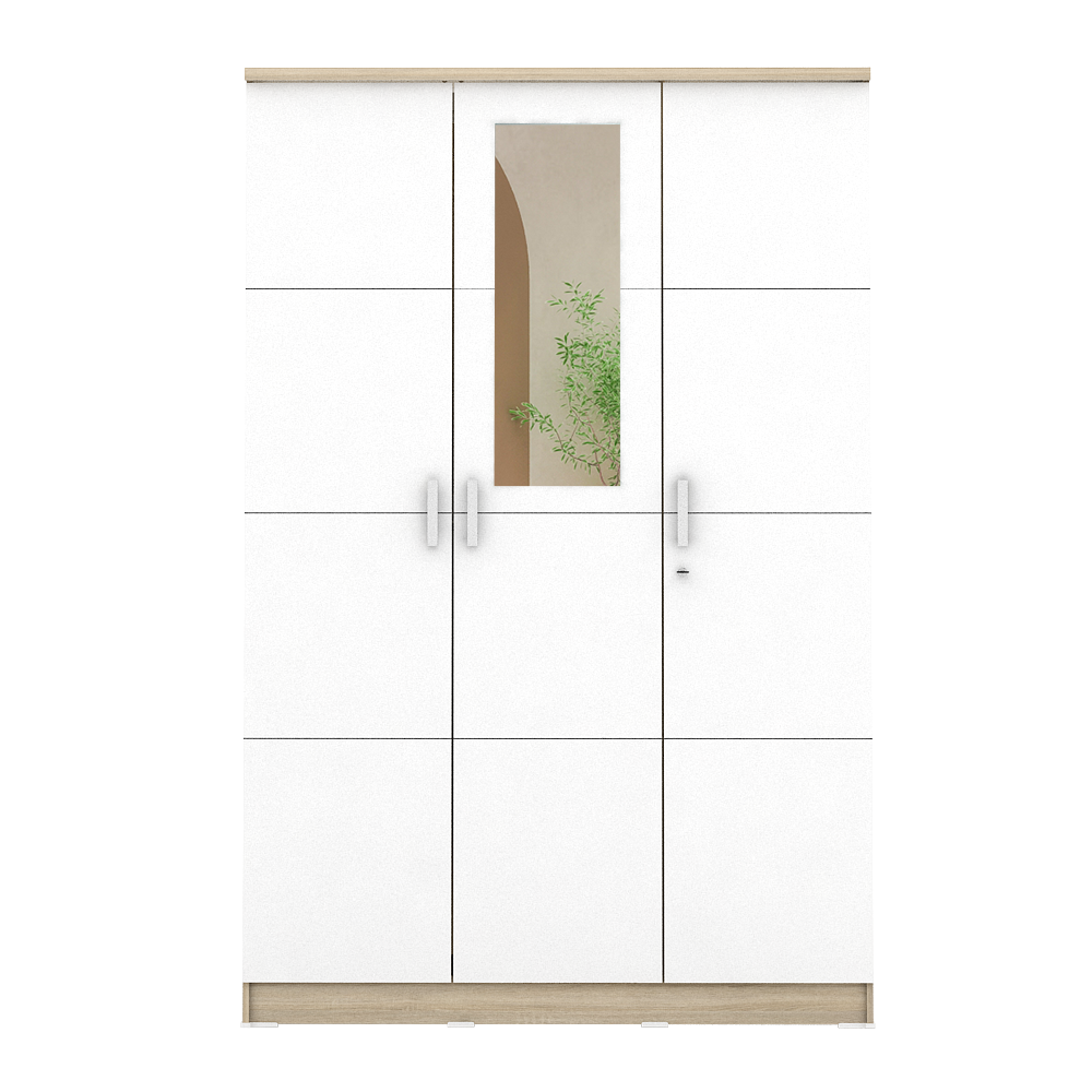 PIRA METROPOLIS - ALBA BAZ 3P LEMARI PAKAIAN 3 PINTU warna SONOMA OAK - WHITE - METROPOLIS - foto 4