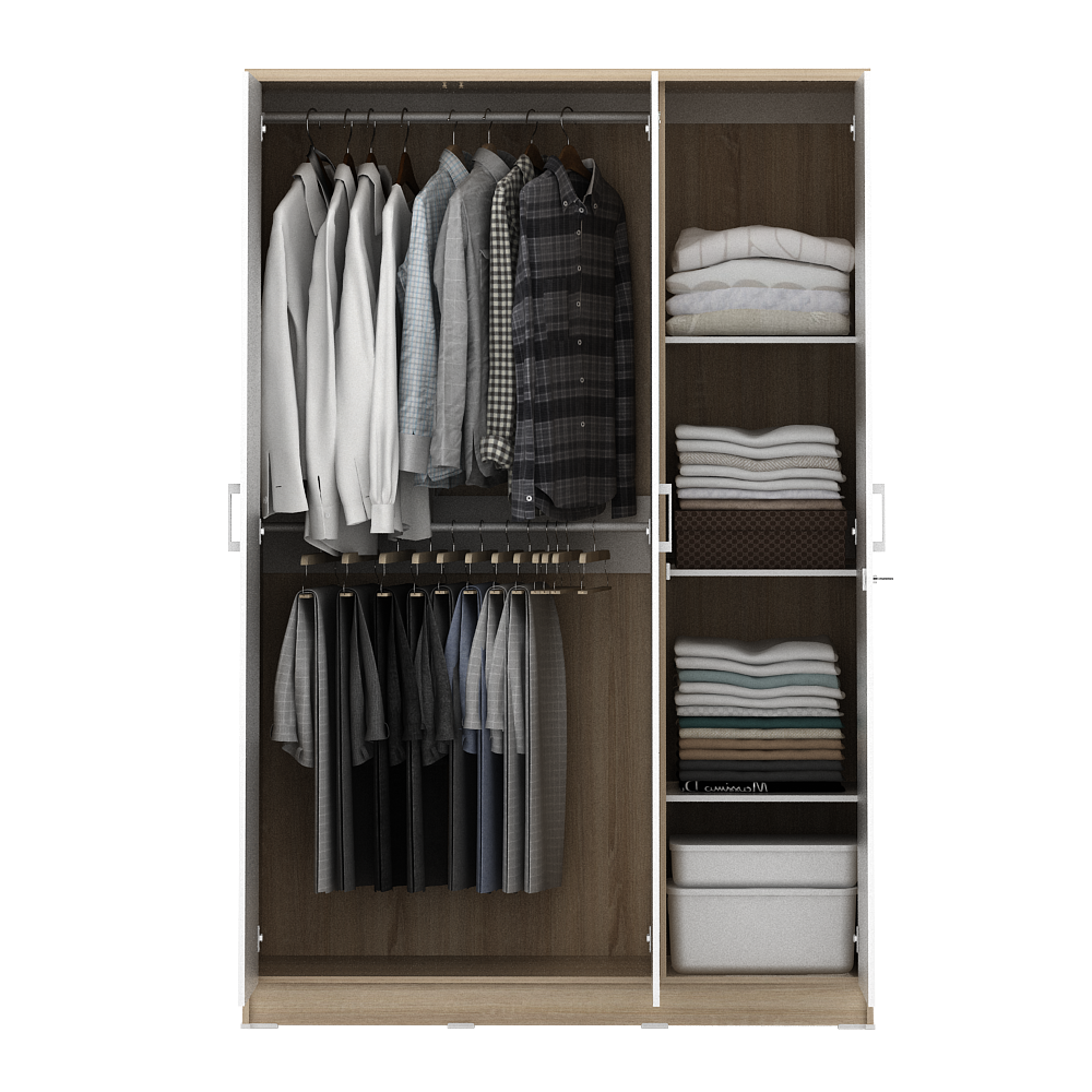 PIRA METROPOLIS - ALBA BAZ 3P LEMARI PAKAIAN 3 PINTU warna SONOMA OAK - WHITE - METROPOLIS - foto 7