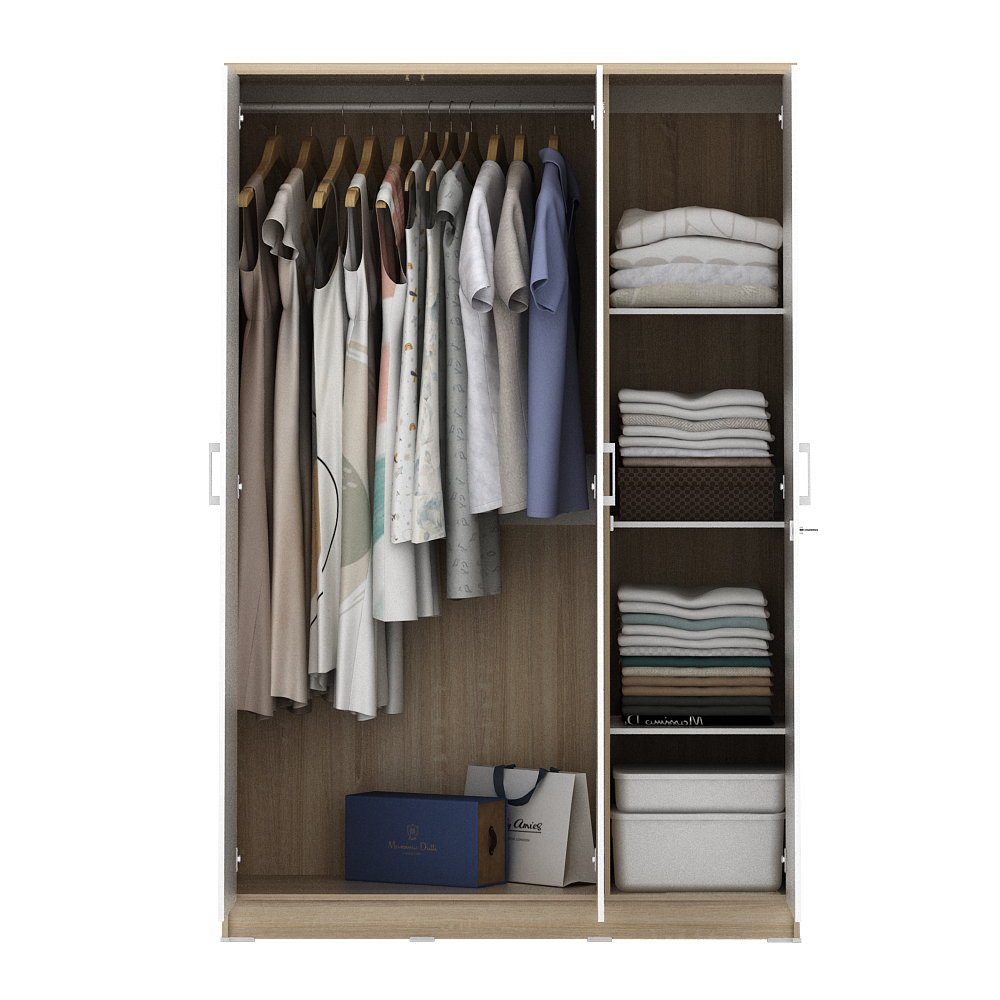 PIRA METROPOLIS - ALBA BAZ 3P LEMARI PAKAIAN 3 PINTU warna SONOMA OAK - WHITE - METROPOLIS - foto 8