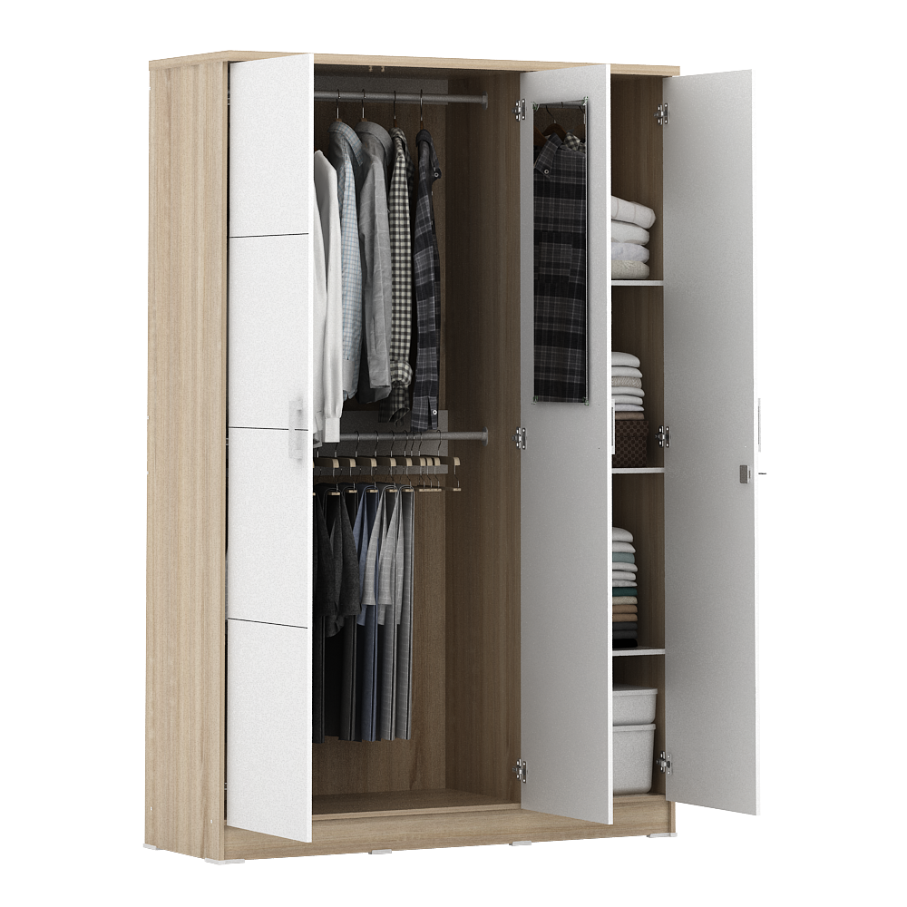 PIRA METROPOLIS - ALBA BAZ 3P LEMARI PAKAIAN 3 PINTU warna SONOMA OAK - WHITE - METROPOLIS - foto 9