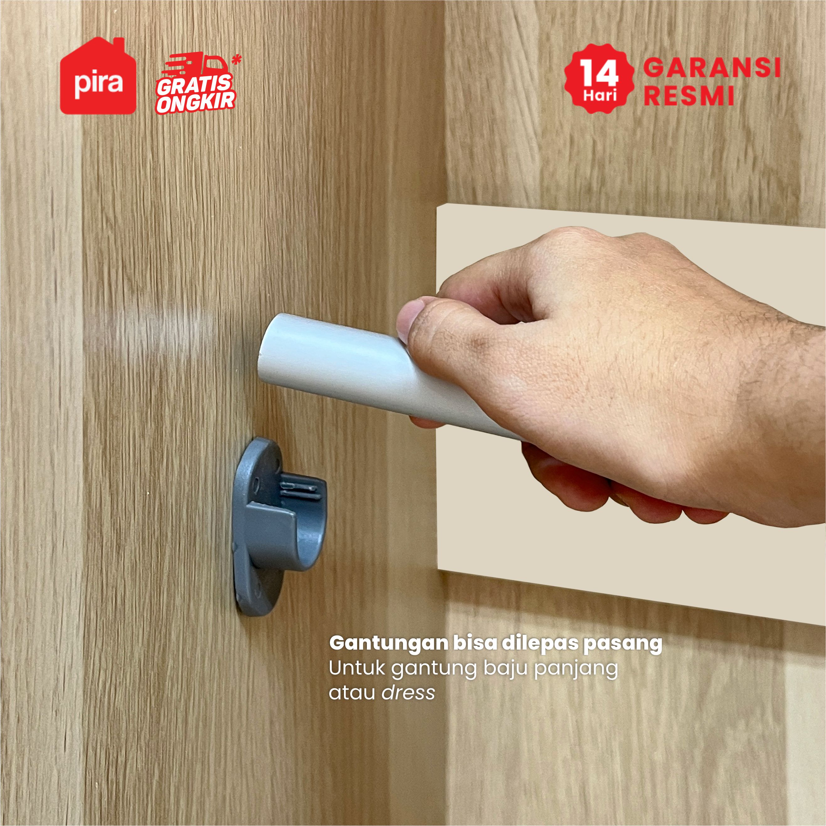 PIRA METROPOLIS OX - ARUNA 3P A LEMARI PAKAIAN 3 PINTU warna PRO OAK - LIGHT TAUPE - PIRA METROPOLIS - foto 4