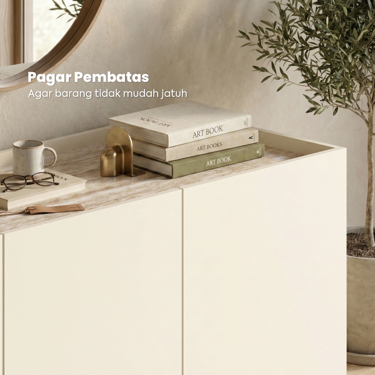 PIRA METROPOLIS OX - ABRAM SB120 BUFET / SIDEBOARD / LEMARI KABINET / KABINET TV / MEJA TV warna LIGHT TAUPE-TRAVERTINE - PIRA METROPOLIS - foto 5