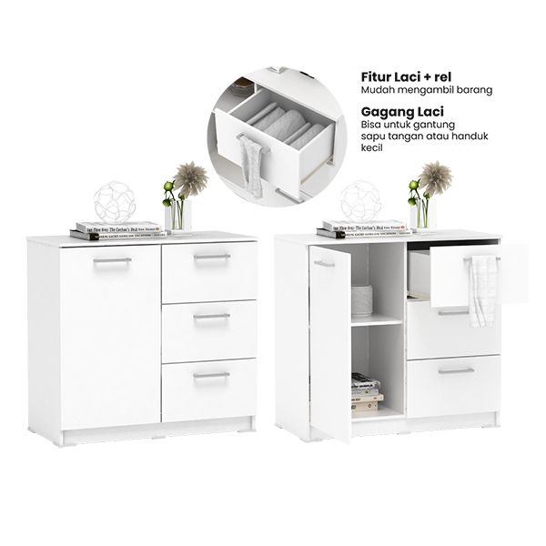 PIRA METROPOLIS OX -  ARUNA SB80 BUFET / RAK DAPUR / KITCHEN SET BAWAH DAPUR / LEMARI DAPUR warna WHITE - PIRA METROPOLIS OX - foto 7