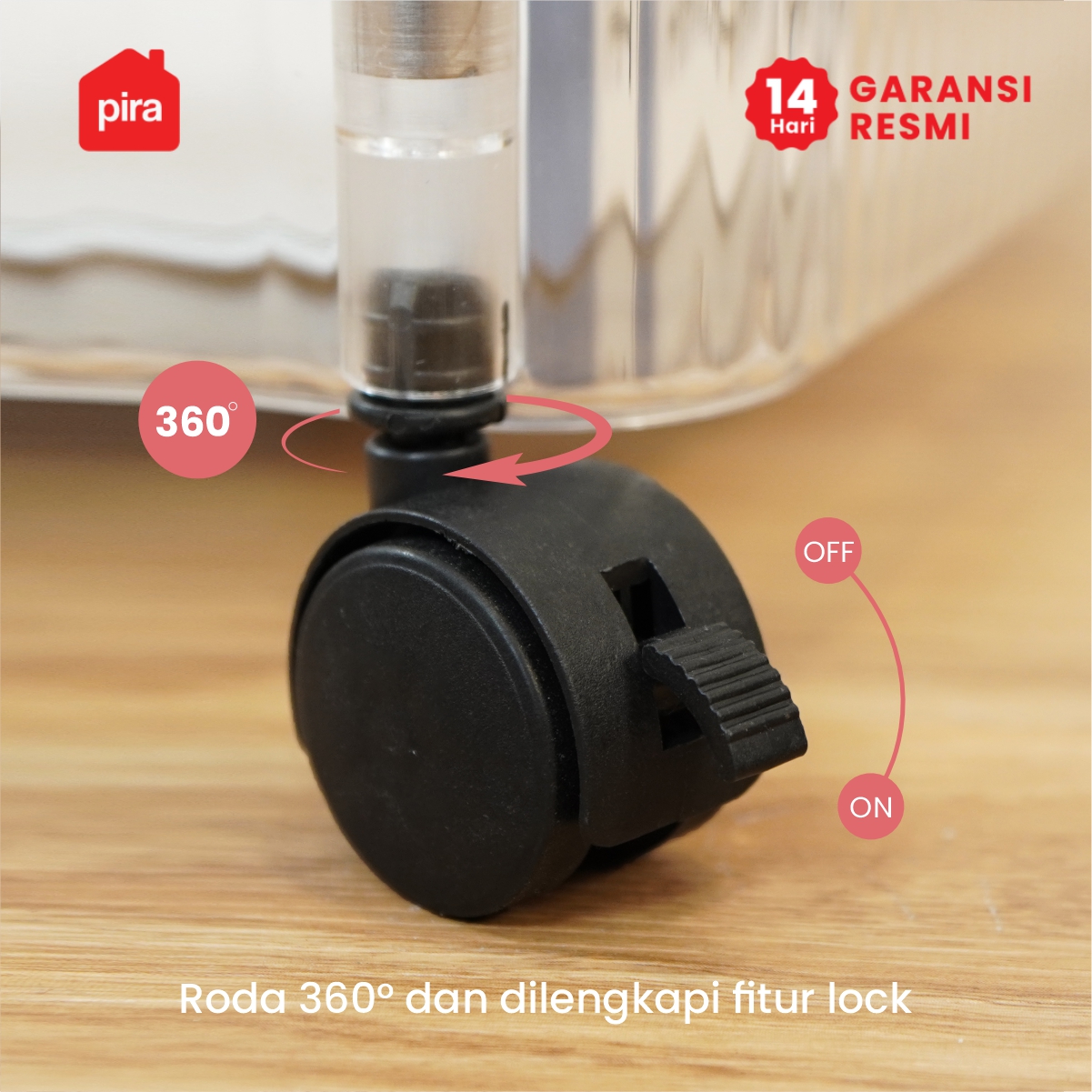 PIRA - YUMI PKT RAK TROLI / RAK PENYIMPANAN / RAK SERBAGUNA / RAK SUSUN / RAK PLASTIK 3/4 SUSUN DENGAN RODA warna CLEAR - PIRA - foto 2