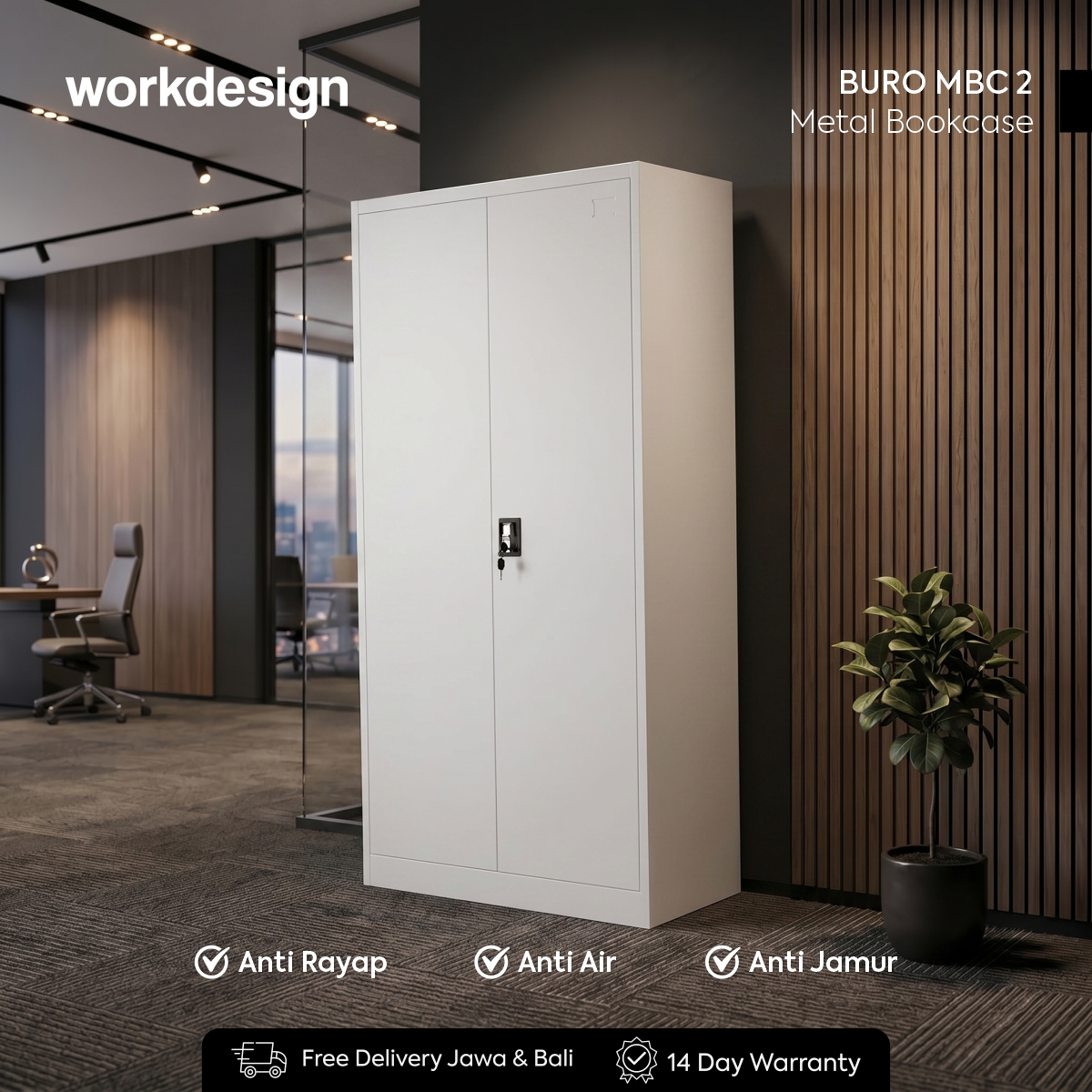 WORKDESIGN BURO AVA MBC 2 RAK BUKU BESI / LEMARI ARSIP KANTOR warna WHITE - WORKDESIGN - foto 1