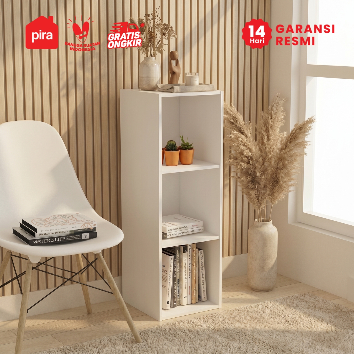 PIRA METROPOLIS - HAKO SU 3X1 RAK 3 SUSUN / RAK SUSUN SERBAGUNA / RAK BUKU warna WHITE - PIRA METROPOLIS - foto 1