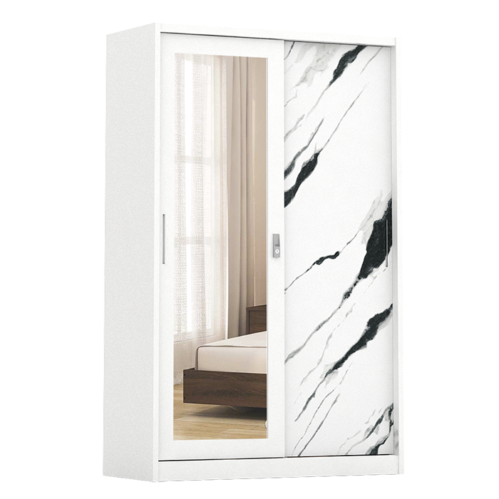 PIRA BAVARIAN - LAPPA 120 MWDSL LEMARI PAKAIAN BESI SLIDING / PINTU GESER warna DARK MARBLE - BAVARIAN - foto 2
