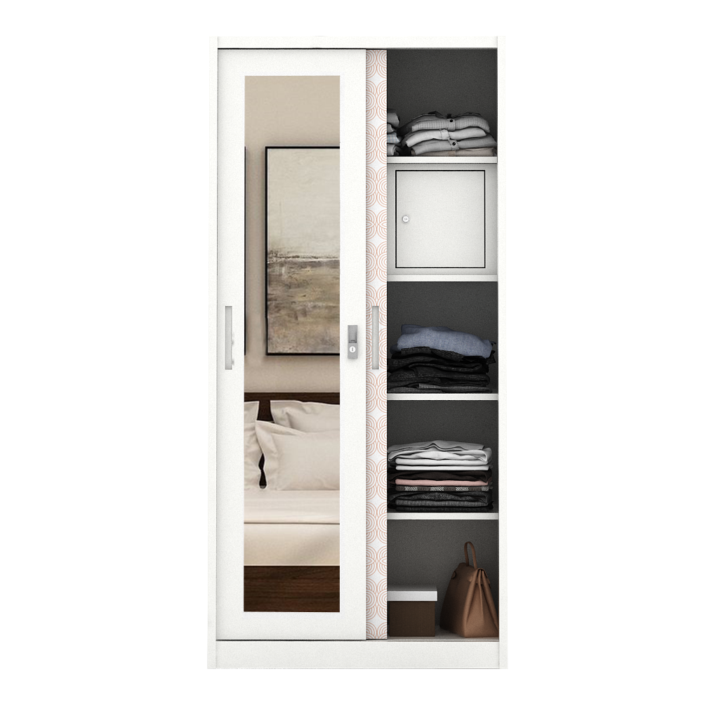 PIRA BAVARIAN - WURF MWDSL 90 LEMARI PAKAIAN BESI SLIDING / PINTU GESER warna WHITE CLAY - BAVARIAN - foto 7