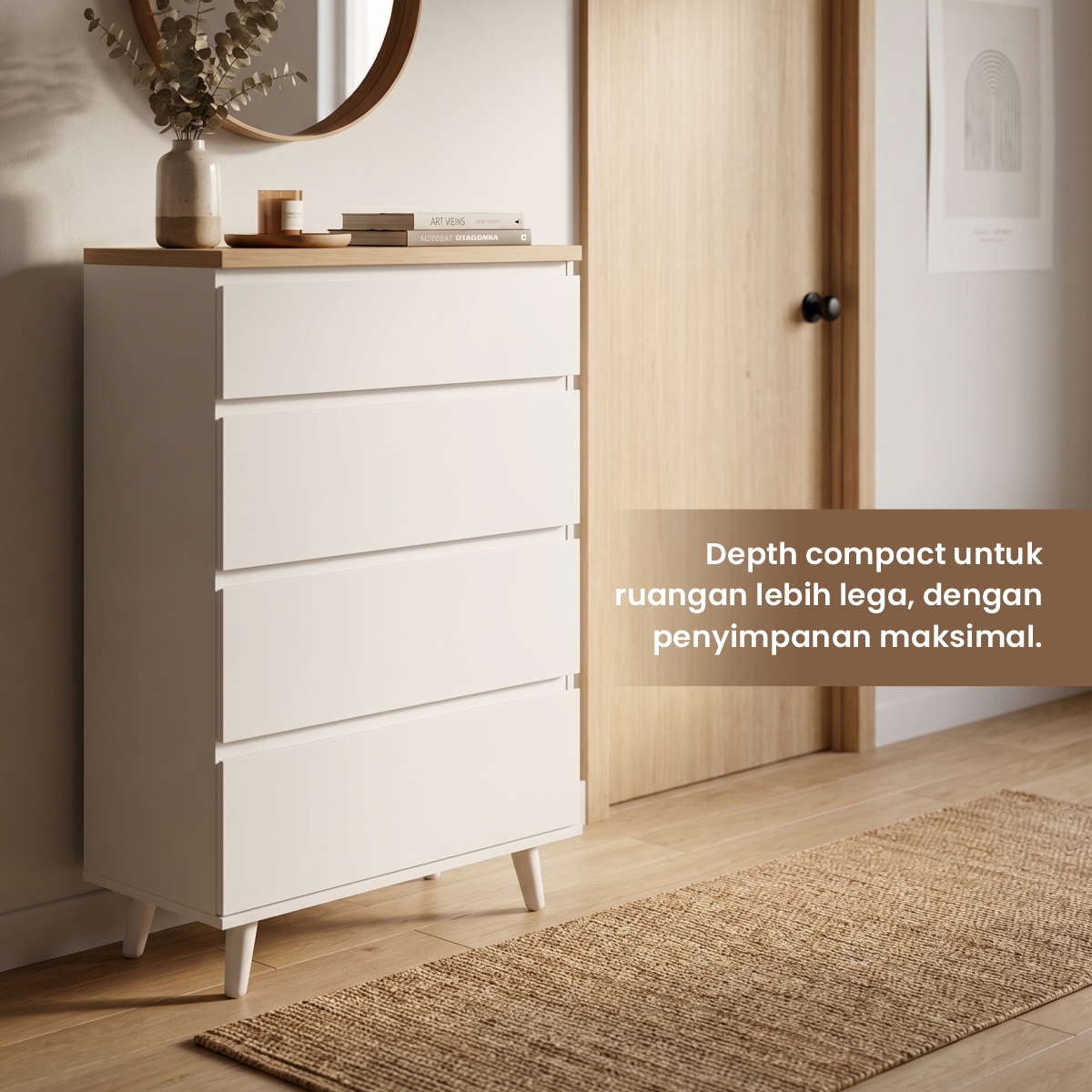 PIRA METROPOLIS OX - ARSEN CH4 LEMARI LACI / DRAWER / LEMARI SUSUN warna WHITE - PRO OAK - PIRA METROPOLIS - foto 6