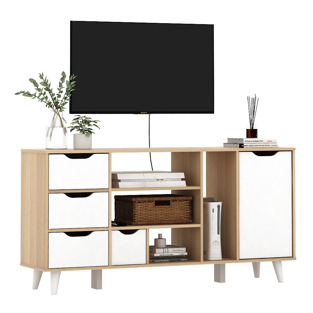PIRA METROPOLIS OX -  FUJI TV121 MEJA TV / RAK TV MINIMALIS warna WHITE - PRO OAK - PIRA METROPOLIS OX - foto 3