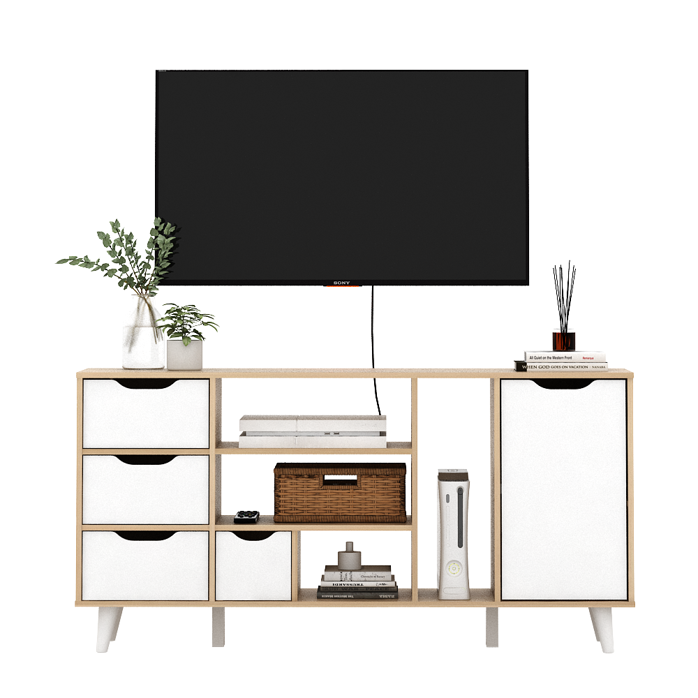 PIRA METROPOLIS OX -  FUJI TV121 MEJA TV / RAK TV MINIMALIS warna WHITE - PRO OAK - PIRA METROPOLIS OX - foto 4