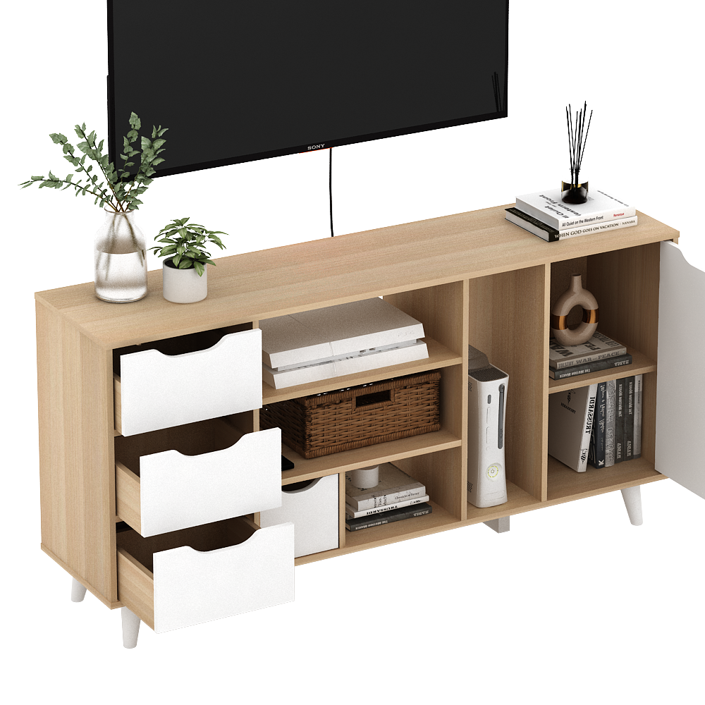 PIRA METROPOLIS OX -  FUJI TV121 MEJA TV / RAK TV MINIMALIS warna WHITE - PRO OAK - PIRA METROPOLIS OX - foto 5