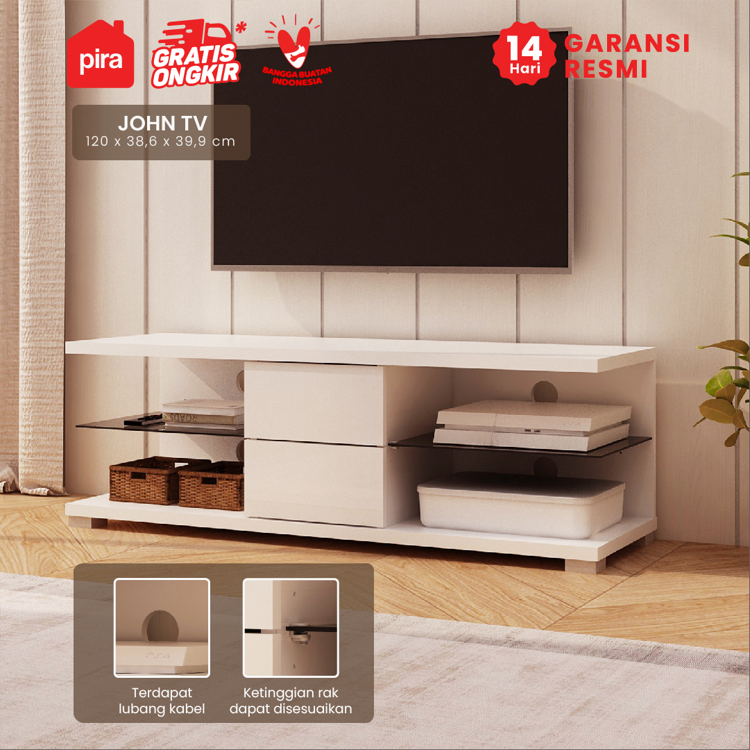 JOHN TV PR warna WHITE GLOSSY - PIRA - foto 1