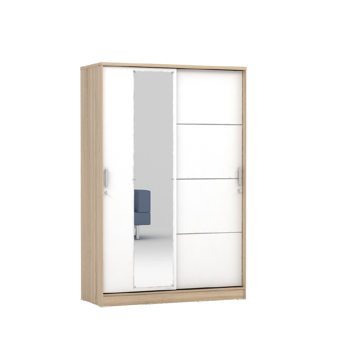 PIRA METROPOLIS - ALBA BAZ SL120LT LEMARI PAKAIAN 2 PINTU GESER warna SONOMA OAK - WHITE - METROPOLIS - foto 4