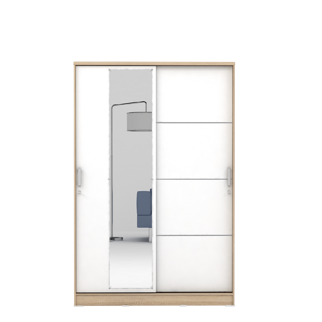 PIRA METROPOLIS - ALBA BAZ SL120LT LEMARI PAKAIAN 2 PINTU GESER warna SONOMA OAK - WHITE - METROPOLIS - foto 3