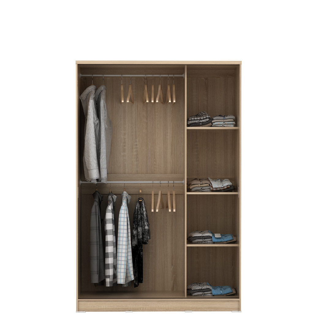 PIRA METROPOLIS - ALBA BAZ SL120LT LEMARI PAKAIAN 2 PINTU GESER warna SONOMA OAK - WHITE - METROPOLIS - foto 6