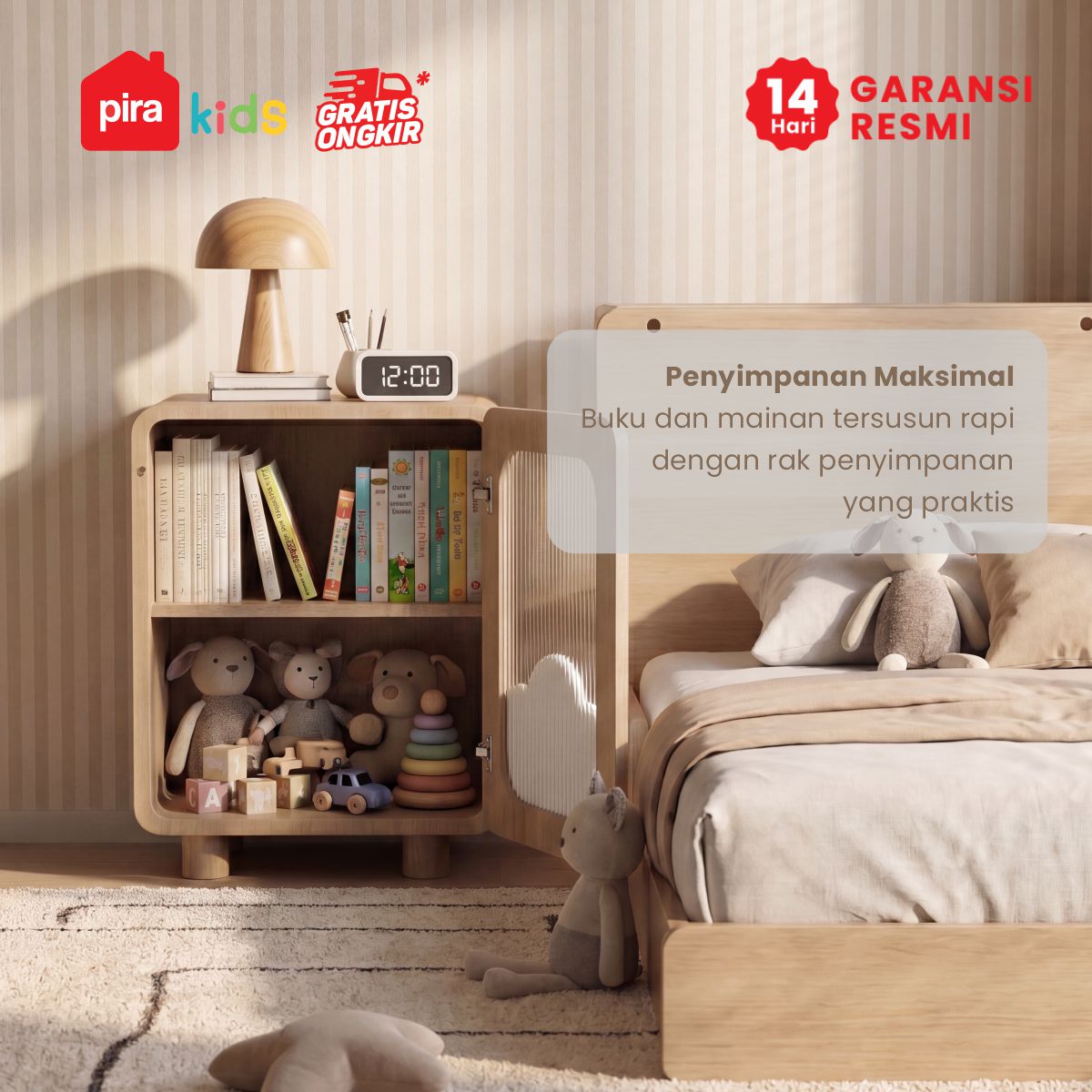 PIRA KIDS - KUMMO NS40 MEJA NAKAS ANAK / MEJA SUDUT / MEJA SAMPING warna PRO OAK - WHITE - PIRA KIDS - foto 3