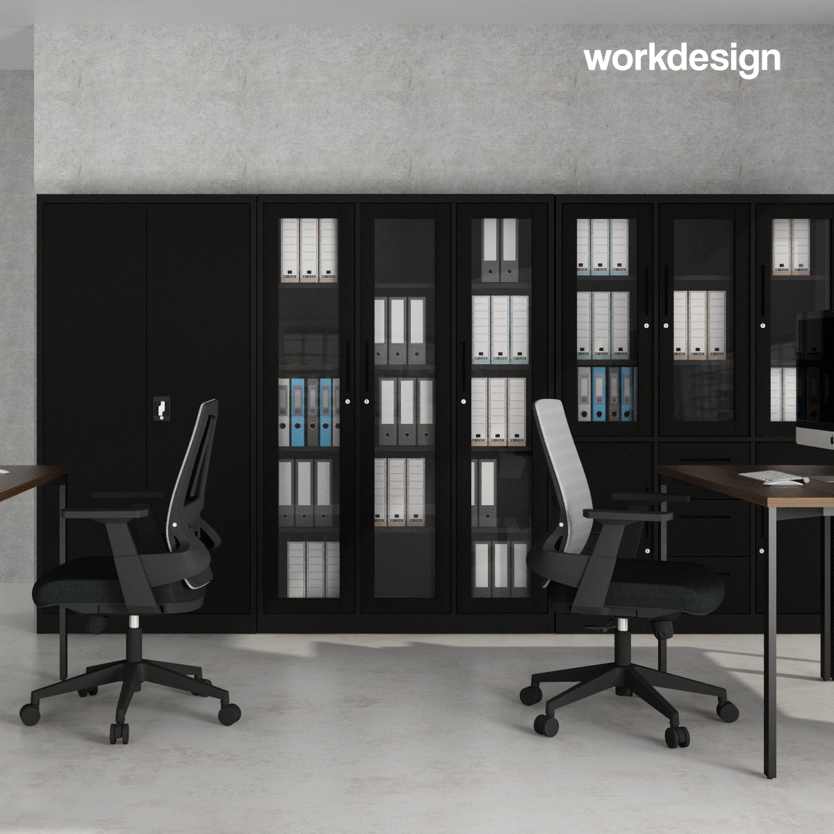 WORKDESIGN BURO AVA MBC 2 RAK BUKU BESI / LEMARI ARSIP KANTOR warna BLACK - WORKDESIGN - foto 3