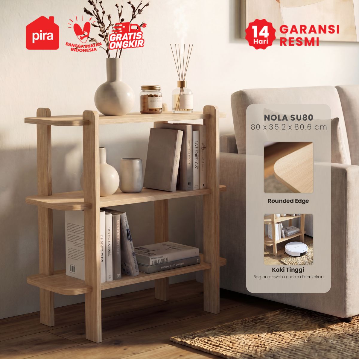 PIRA -  NOLA SU80 RAK SERBAGUNA / RAK DISPLAY warna PRO OAK - PIRA - foto 1