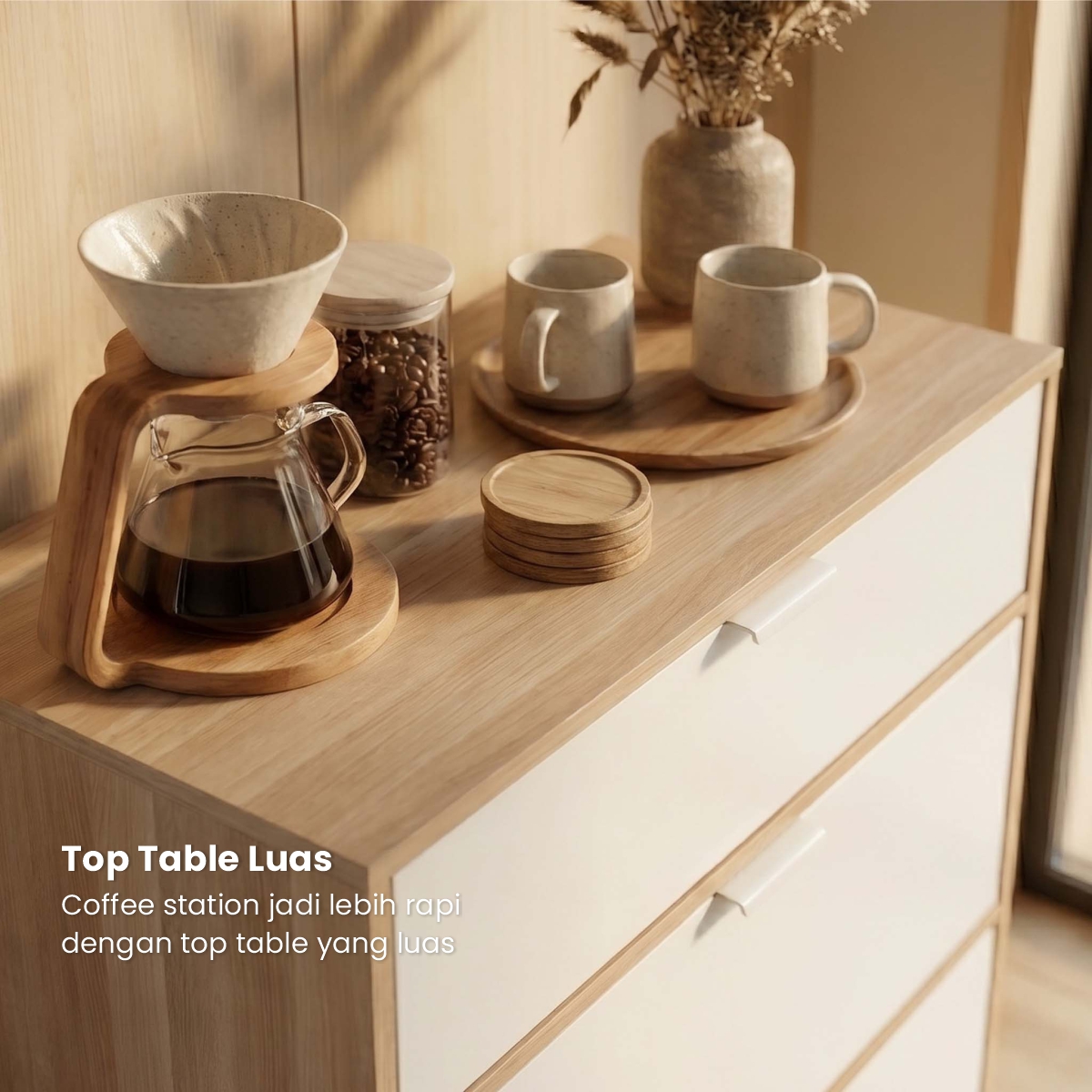 PIRA METROPOLIS OX - BELATRIX CH3 LEMARI LACI / DRAWER / LEMARI SUSUN warna PRO OAK - WHITE - PIRA METROPOLIS - foto 3
