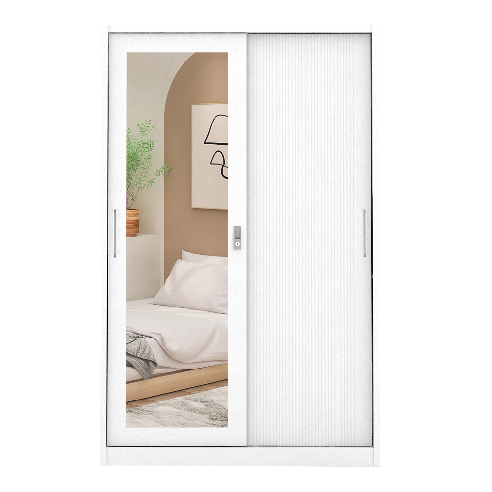 PIRA - LINIO 120A MWDSL LEMARI PAKAIAN BESI SLIDING / PINTU GESER warna WHITE - PIRA - foto 4